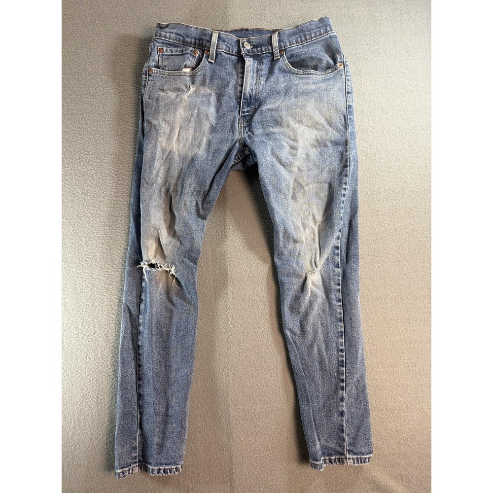 Levis 512 Jeans Mens 33x30 Med Wash Blue Slim Tapered Distressed 28833-0457